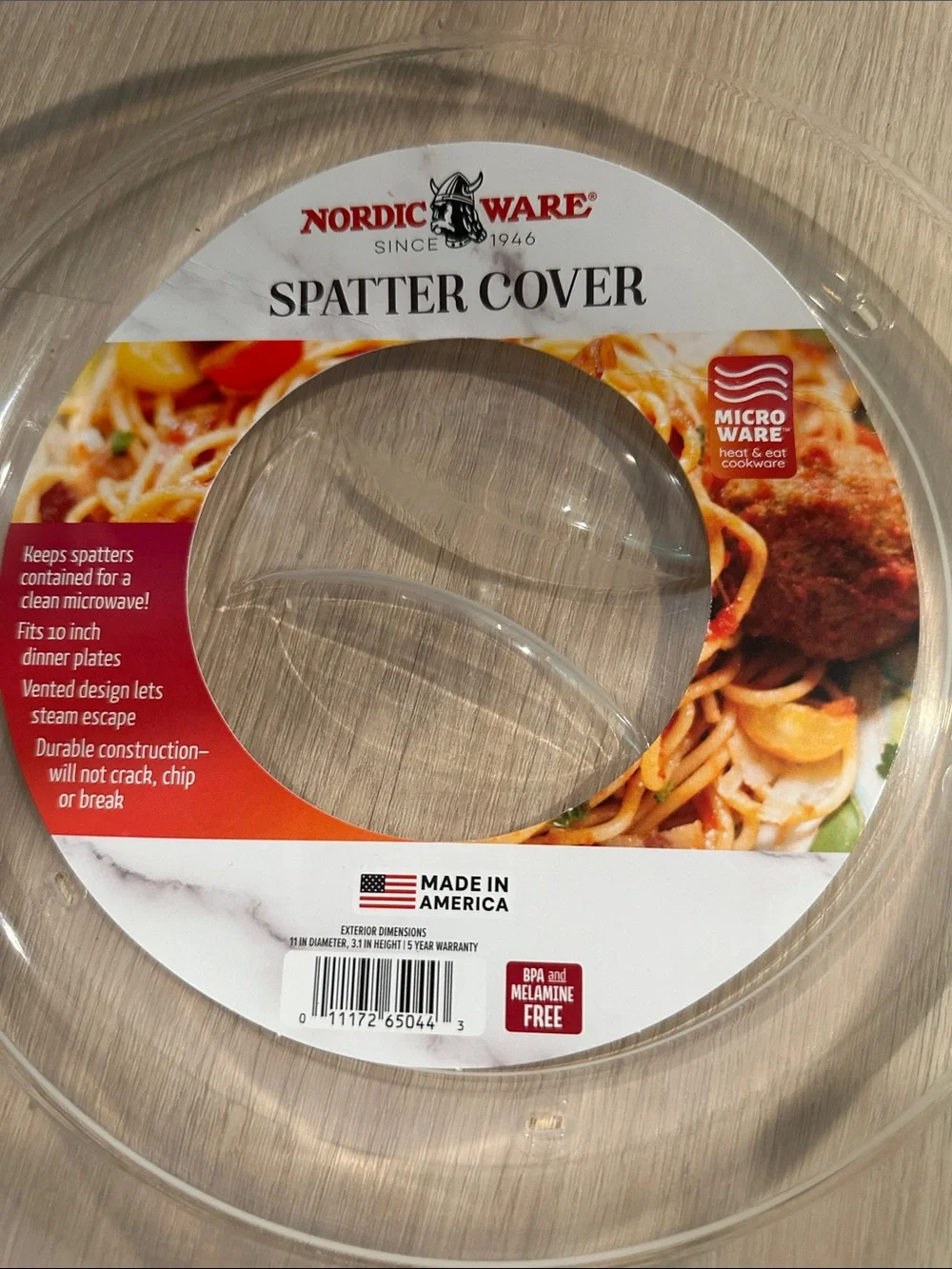 NordicWare Microwave Splatter Cover 11-inch Opaque White Made in the USA NEW